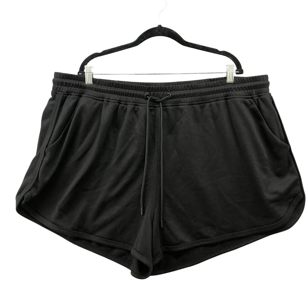 City Chic‎ CCX Sweat Shorts Womens XXL / 24 Black Drawstring Fleece Lounge